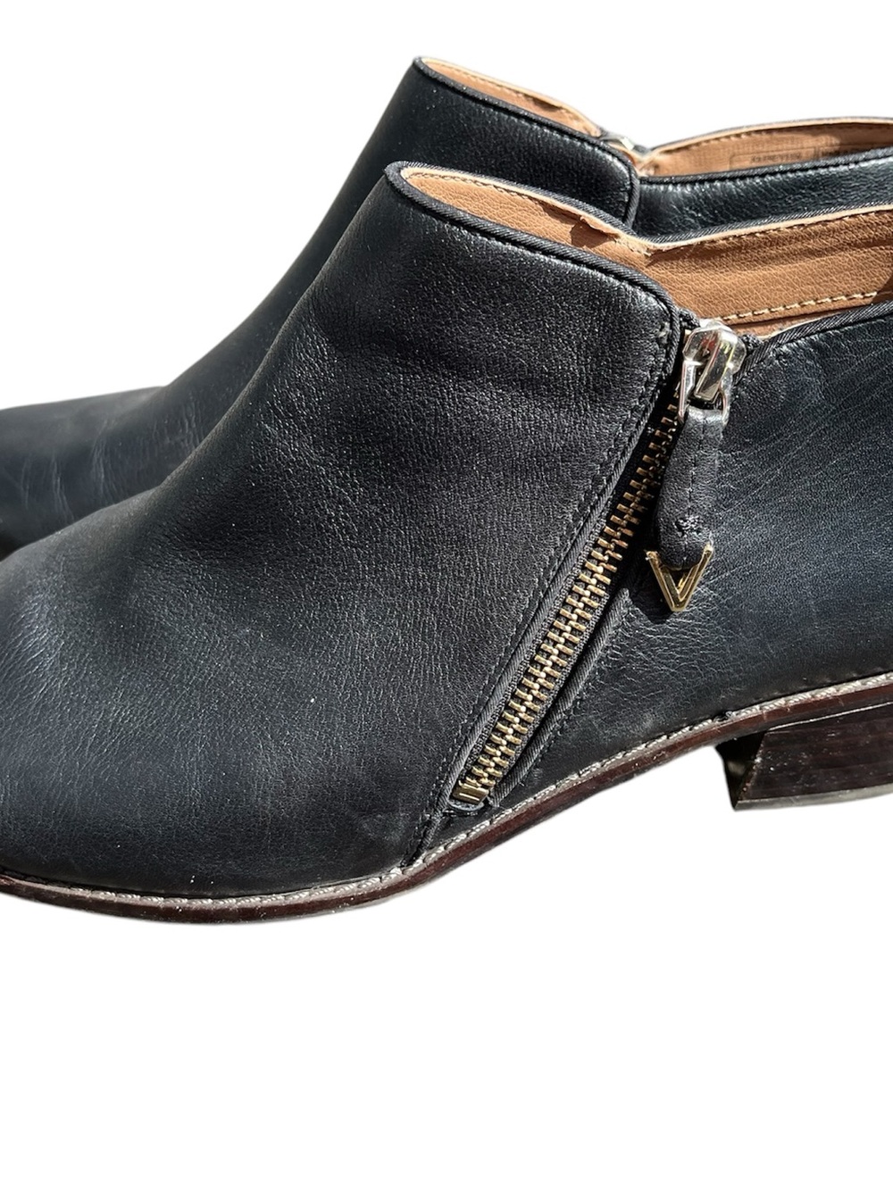 Vionic Black Leather Ankle Boot with Tan Interior